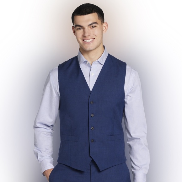 Pronto Uomo Platinum Modern Fit 100% Wool Suit Vest Navy Blue Size Large - Picture 1 of 6